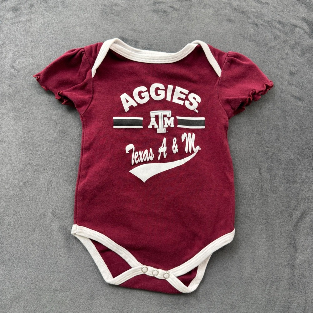 NCAA Outerstuff Texas A&M Aggies Baby Girl Ruffle Bodysuit Maroon 6-9 Months